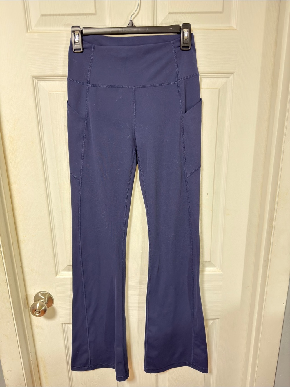 Fabletics Navy High-Waist Flare Leggings with Side Pockets